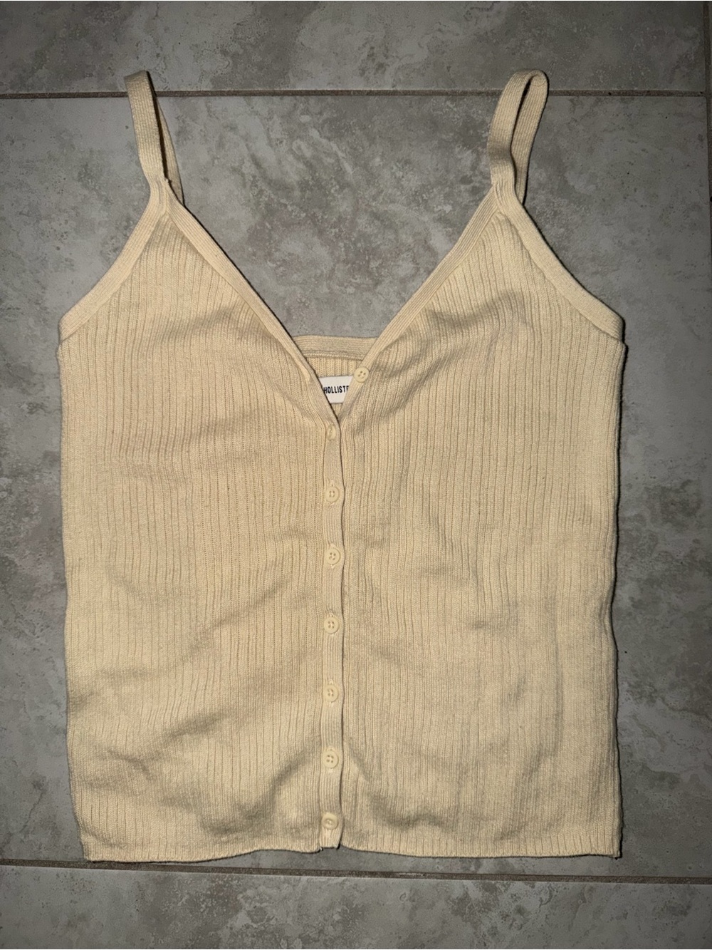 Hollister Cream Ribbed Button-Front Cami